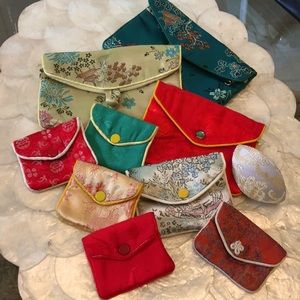 👛 “NWOT” set/10 CHINESE SILK JEWELRY PURSES
